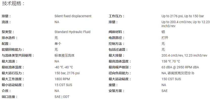 派克PGP529H系列齒輪泵技術規(guī)格